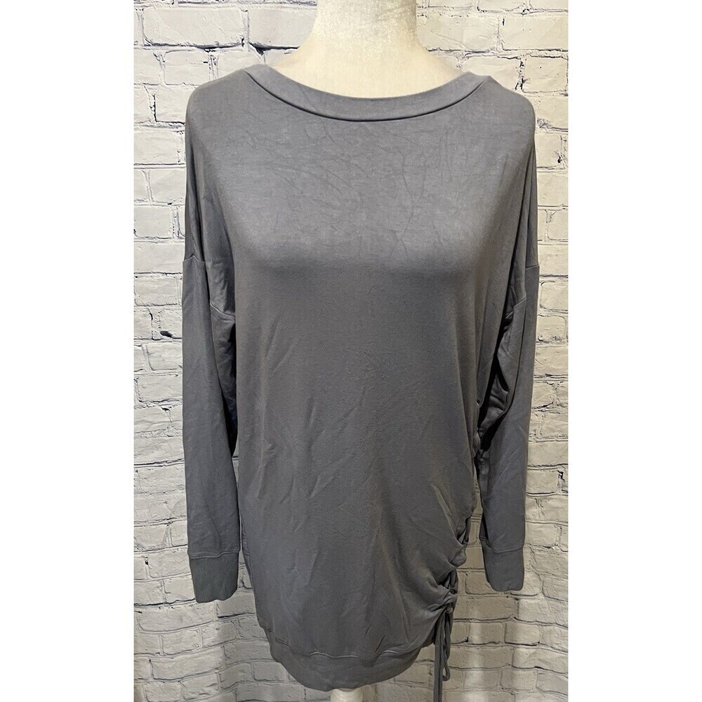 Express Oversized Grey Long Sleeve Long Top Side Tie Size XS